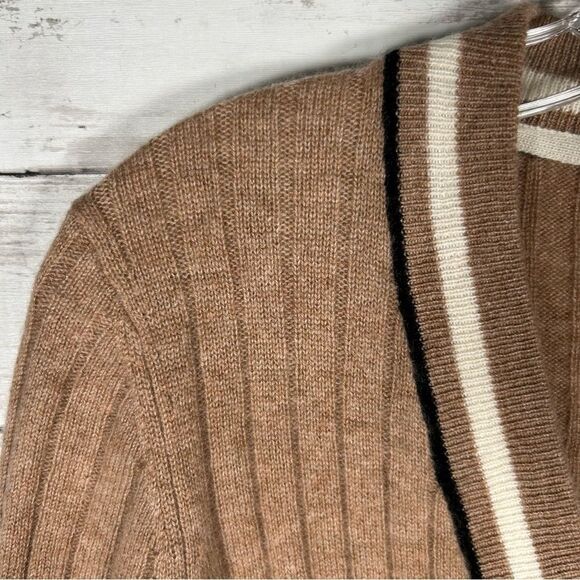 360 Cashmere Collegiate Ribbed Camel Oversized Cardigan Sweater S NWT $195 - Picture 9 of 11
